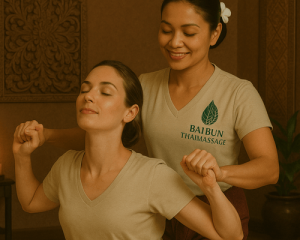 traditionelle Thai-Massage mit Dehnübungen